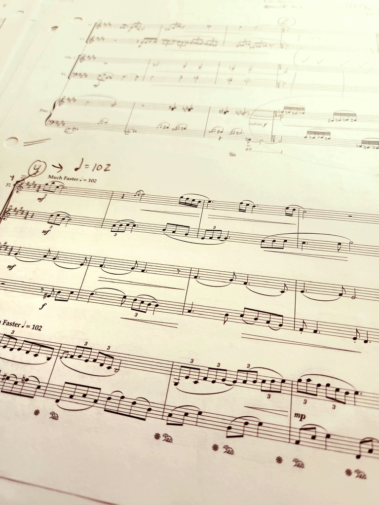 Manuscript pages of a score with tempo markings